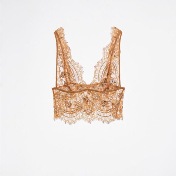 Zara nwot beaded lace top toffee - Picture 5 of 8